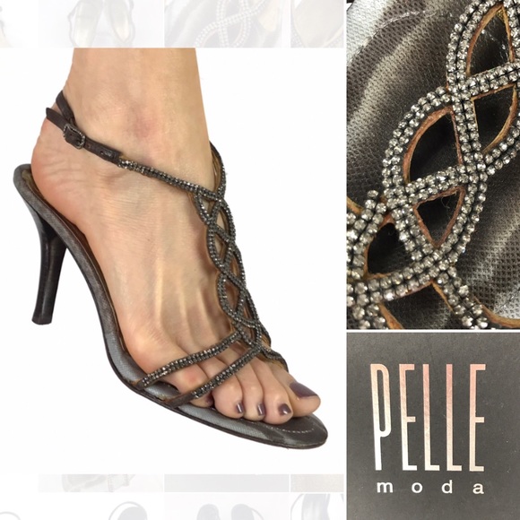 Pelle Moda Shoes - PELLE MODA Brown strappy rhinestone heels sandals